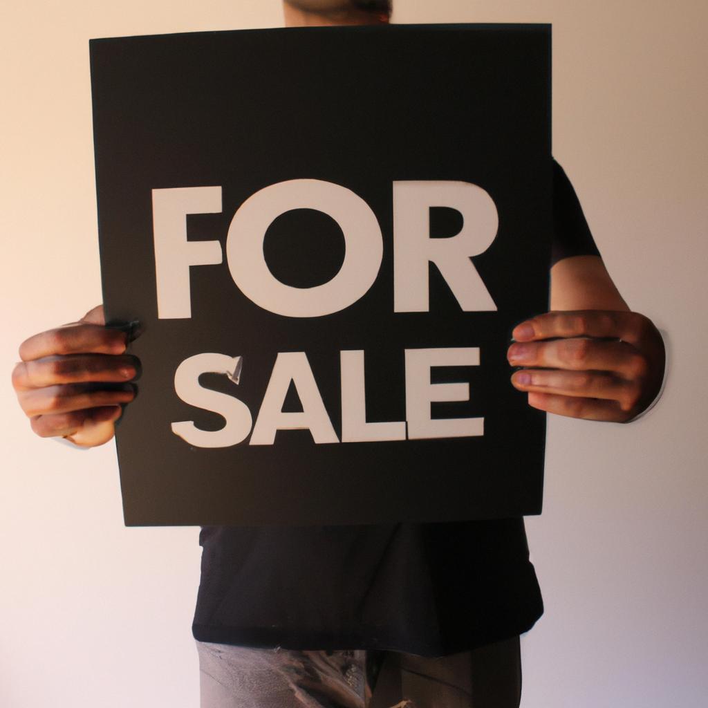 Person holding a For Sale sign