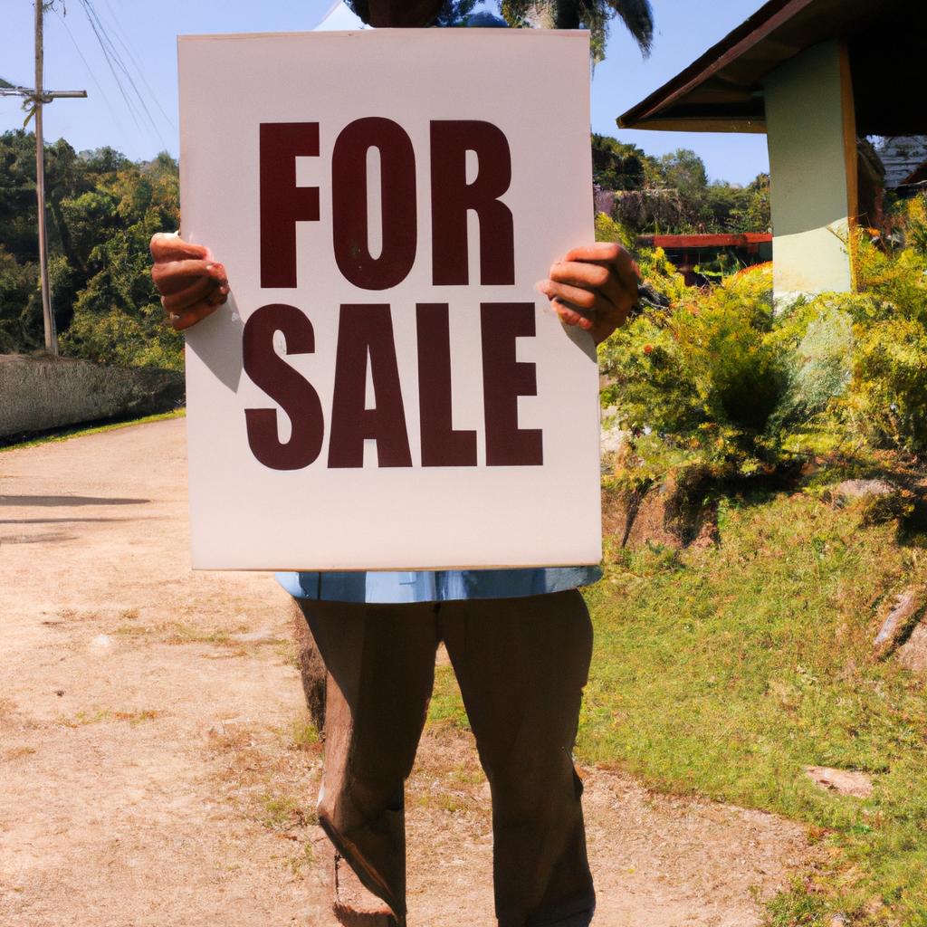 Person holding For Sale sign