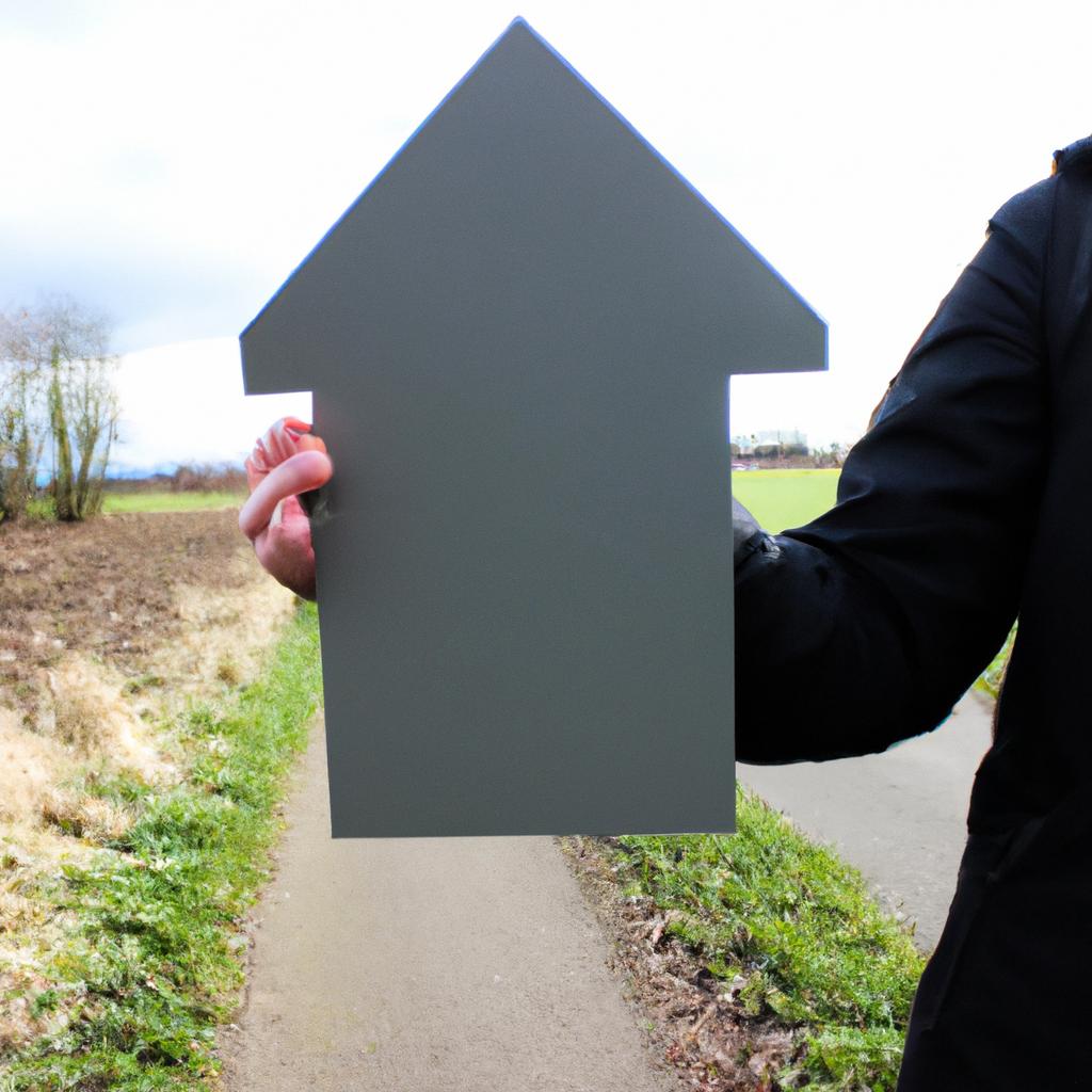 Person holding a house sign
